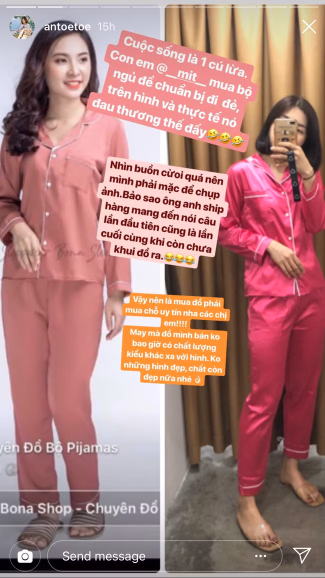 Đặt mua online bộ pijama màu hồng để đi đẻ cho xinh, cô gái kêu trời khi nhận về sản phẩm màu hường phi bóng rõ sến - Ảnh 2.