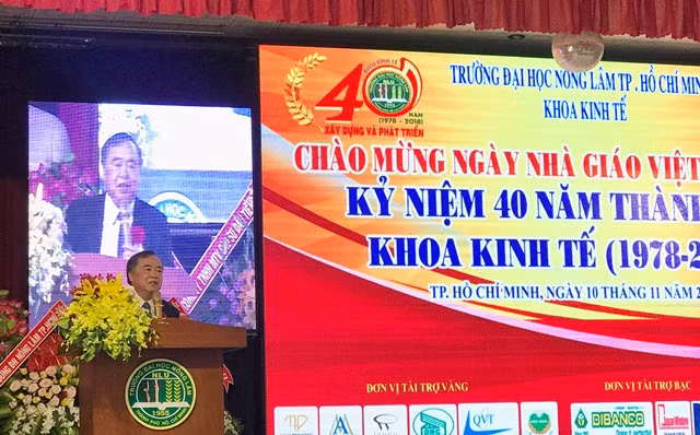 GS.TS Nguyễn Hay - Hiệu trưởng Trường ĐH Nông Lâm TPHCM phát biểu tại lễ kỉ niệm