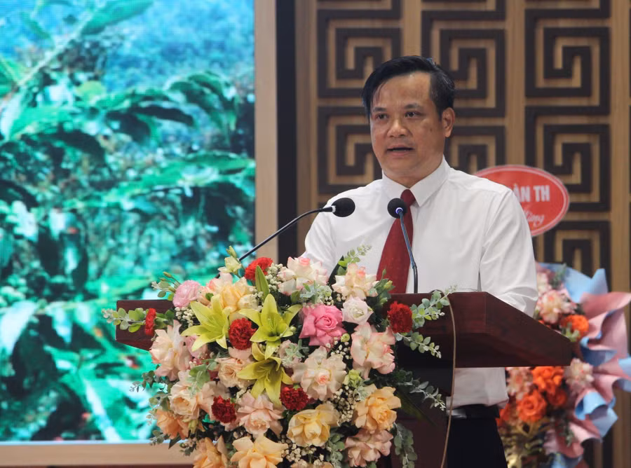 Ông Lò Văn Cương - Bí thư Huyện ủy Tuần Giáo phát biểu.
