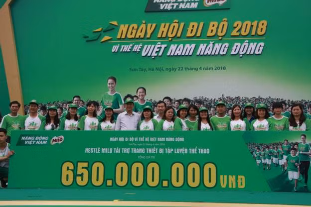 Tại ngày hội Nestlé Milo đã trao tài trợ thiết bị tập luyện thể thao giá trị 650 triệu đồng cho các cơ sở giáo dục của Hà Nội