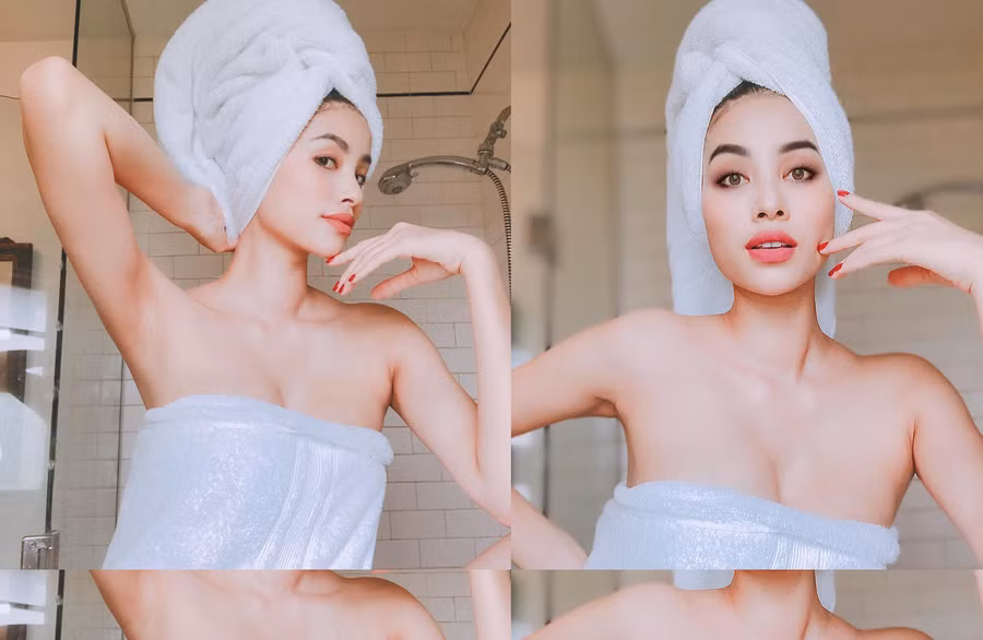Hình ảnh nóng bỏng khoe khéo vòng 1 đầy gợi cảm của Phạm Hương.