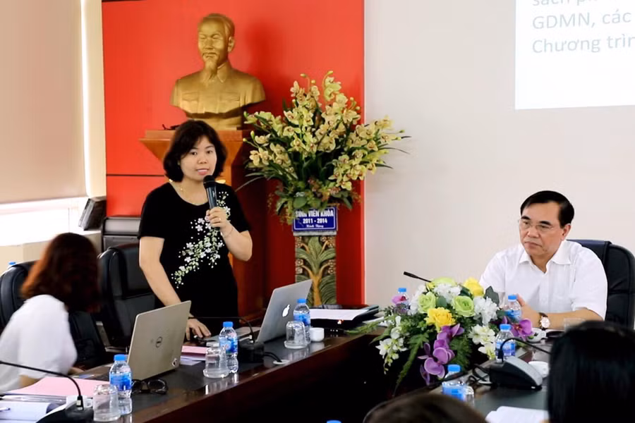 TS Nguyễn Thị Thanh - Hiệu trưởng trường Mầm non thực hành Hoa Sen (Cao đẳng Sư phạm Trung ương).