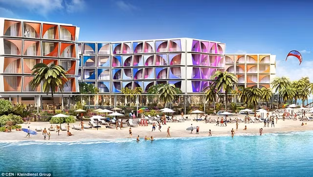 Khung cảnh tương lai trên một hòn đảo nhân tạo