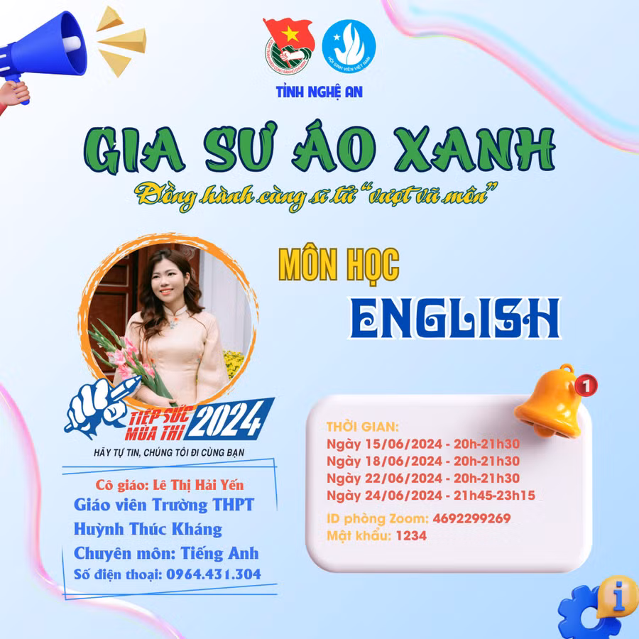 Lớp học "Gia sư áo xanh" của cô giáo Lê Thị Hải Yến.