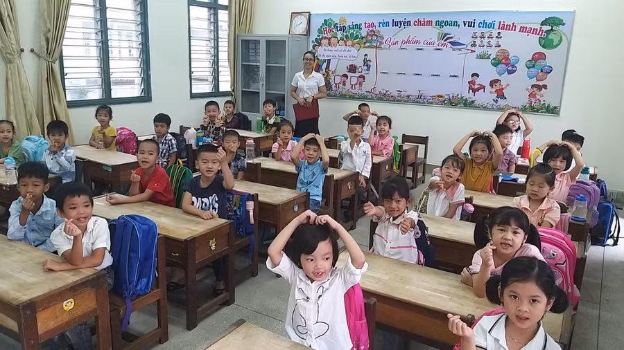Tiết học vui của học sinh trường Tiểu học Thị trấn Tam Đường.