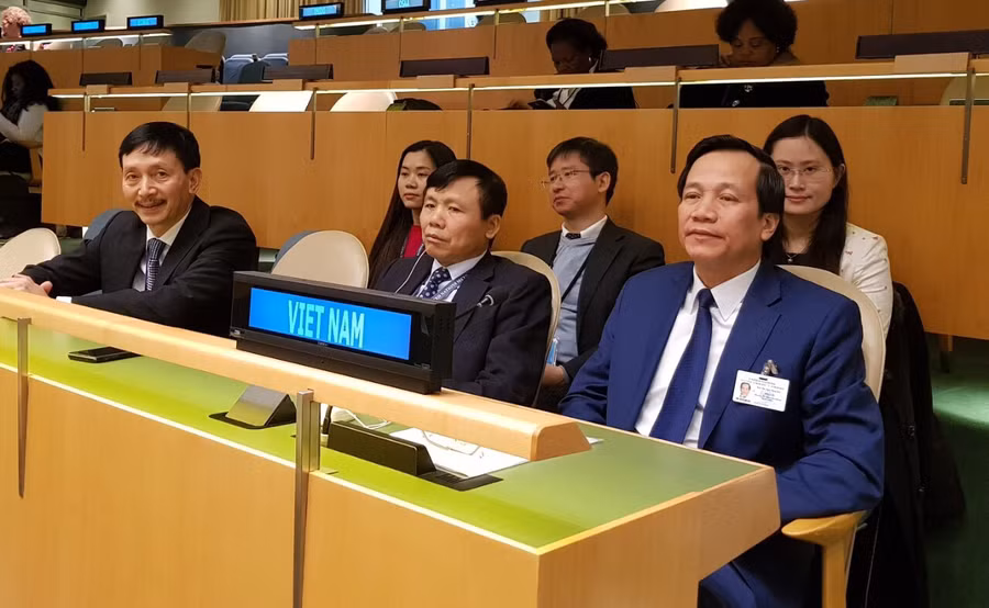 Bộ trưởng Bộ Lao động - Thương binh và Xã hội Đào Ngọc Dung, Chủ tịch Ủy ban Quốc gia vì sự tiến bộ của Phụ nữ Việt Nam tại phiên chính thức CSW 63. Ảnh: Kim Thoa.
