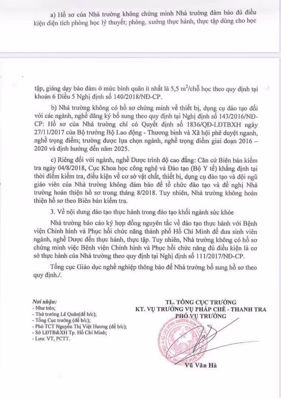 Công văn của Tổng cục Giáo dục nghề nghiệp nêu các sai phạm của Nhà trường Công văn của Tổng cục Giáo dục nghề nghiệp nêu các sai phạm của Nhà trường