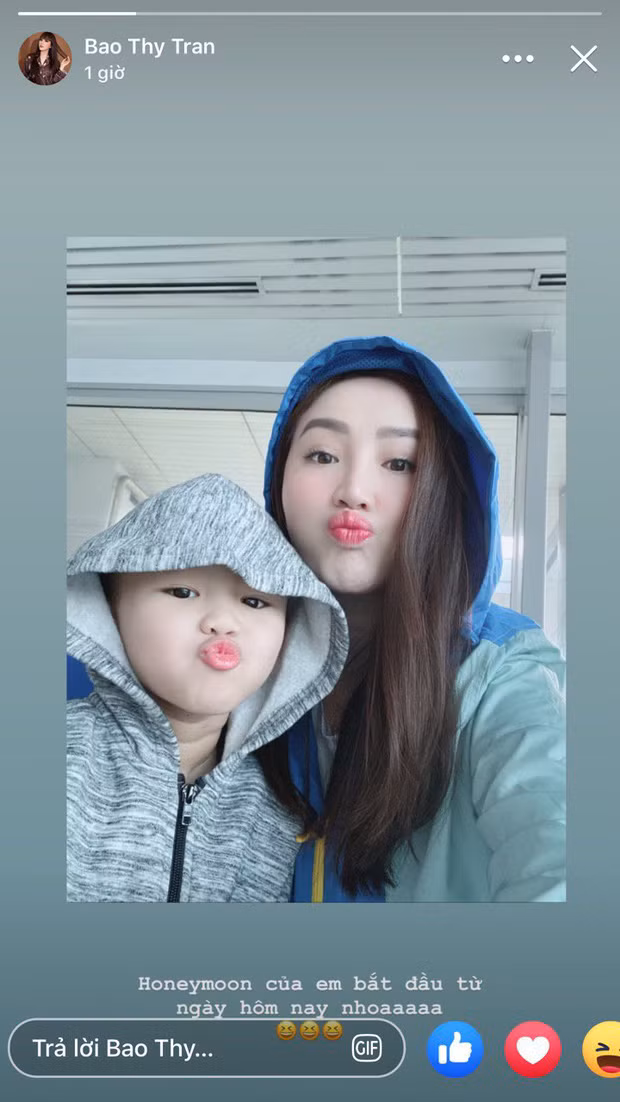 Tuy nhiên, Bảo Thy cũng chỉ chia sẻ hình ảnh nhí nhố bên cháu trai trong kỳ trăng mật với đại gia Phan Lĩnh.