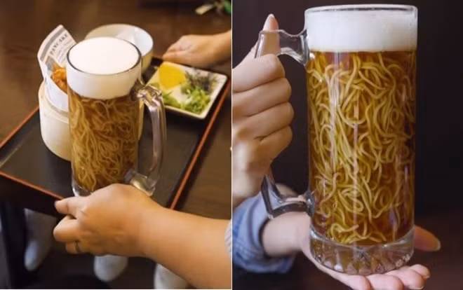 Độc lạ với món mì bia ảnh 1 Món ăn mới có tên gọi “Ramen bia ướp lạnh”. Ảnh: Nextshark