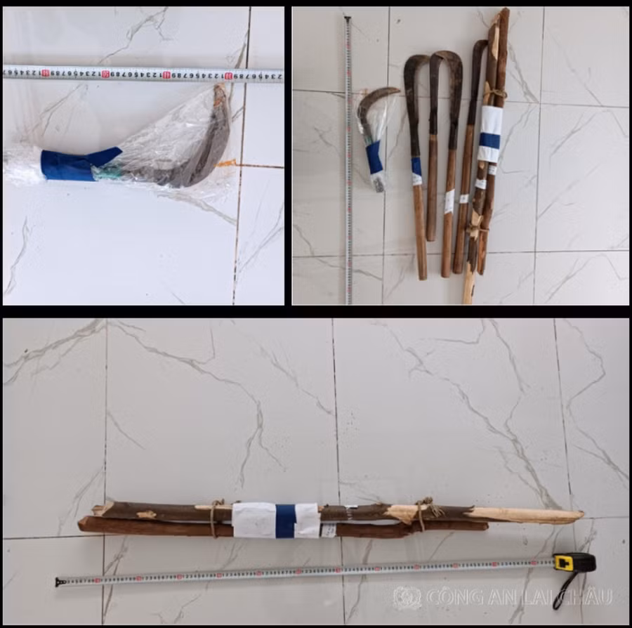 Hung khí các bị can đã sử dụng để gây thương tích. Ảnh: CALC Hung khí các bị can đã sử dụng để gây thương tích. Ảnh: CALC