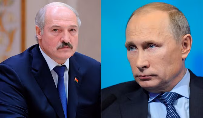 Tổng thống Belarus Aleksandr Lukashenko và Tổng thống Nga Vladimir Putin (Ảnh: RIA Novosti)
