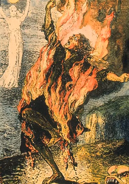 Hình vẽ mô tả người tự bốc cháy. Ảnh: Ancient-origins. Hình vẽ mo tả người tự bốc cháy. Ảnh: Ancient-origins