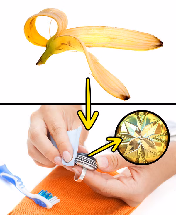 Làm sáng trang sức bạc Khi trang sức bạc bị xỉn màu, bạn có thể dùng vỏ chuối xay nhuyễn, trộn với một chút nước rồi dùng hỗn hợp đó chải nhẹ lên món đồ đểlàm sạch.