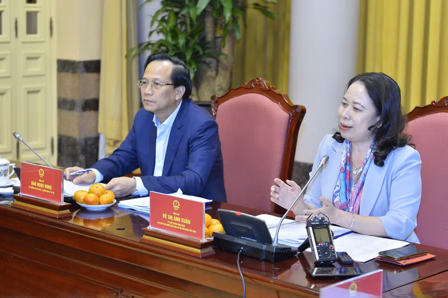 Phó Chủ tịch nước Võ Thị Ánh Xuân phát biểu tại cuộc họp.