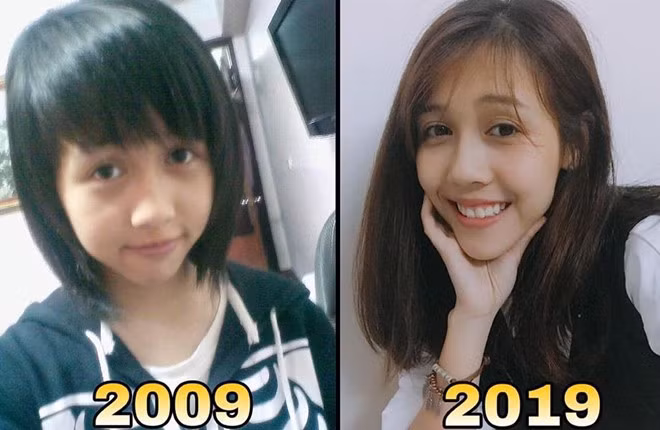 Là vlogger nổi tiếng trên mạng xã hội nhờ loạt video hài hước, Hậu Hoàng (sinh năm 1995) được giới trẻ yêu mến và theo dõi. So với cách đây 10 năm, cô cũng có màn "vịt hóa thiên nga" ấn tượng. 9X từng chia sẻ rằng việc niềng răng đã giúp cô thay đổi về ngoại hình. Nhan sac gay bat ngo cua dan hot girl thoi chua noi tieng hinh anh 4