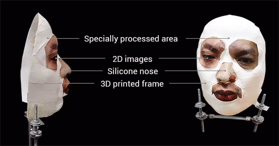 Chiếc mặt nạ được kết hợp từ in 3D, in ảnh 2D cùng nhiều phụ kiện. Tổng chi phí làm ra mặt nạ theo Bkav là 150USD
