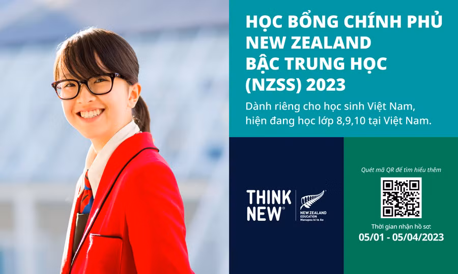 Học bổng Chính phủ New Zealand bậc trung học (NZSS) 2023 chính thức nhận hồ sơ đến hết ngày 5/4/2023.