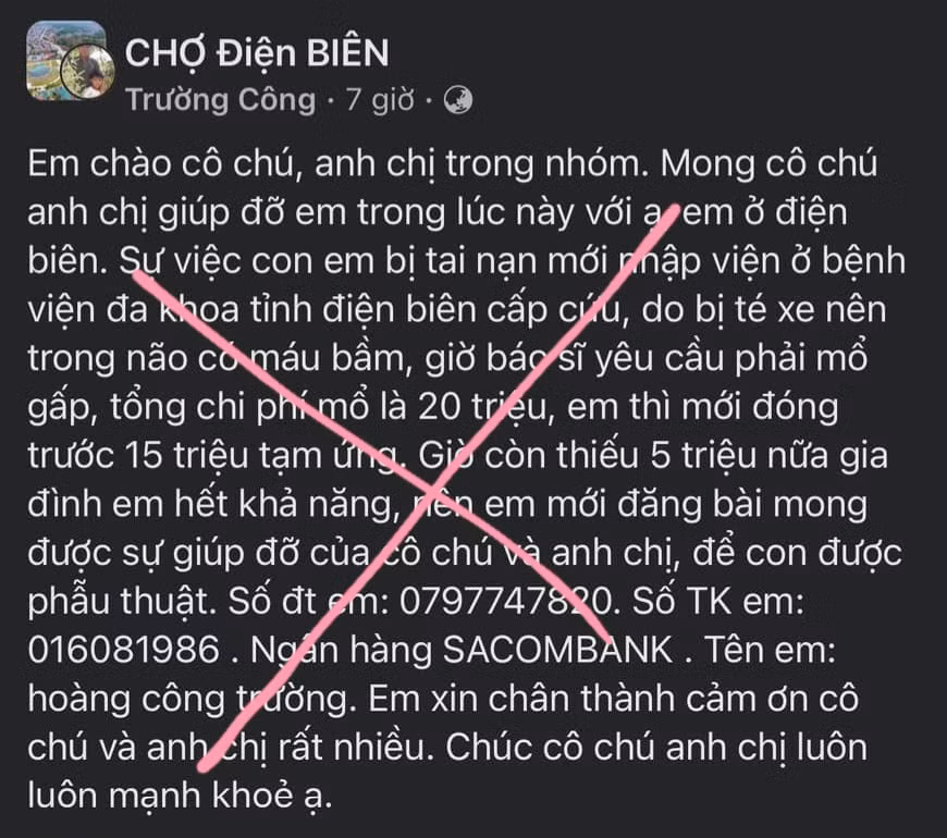 Hình ảnh bài viết được cho rằng có dấu hiệu lừa đảo.
