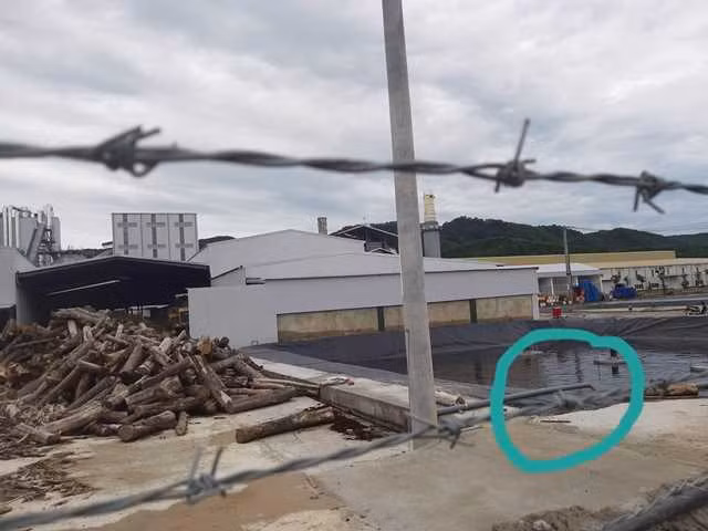 Tại vị trí hồ gom nước thải Thanh Thành Đạt, có một ống nhựa khá to đang dẫn nước chảy vào bể lắng, nước màu đỏ đục.