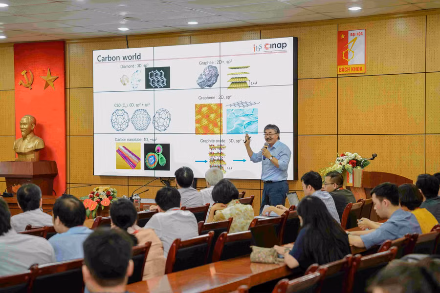 GS. Lee Young Hee – Viện sĩ Viện Hàn lâm Khoa học và Công nghệ Hàn Quốc (KAST), Giám đốc Trung tâm Vật lý Cấu trúc Nano Tích hợp (CINAP) Viện Khoa học Cơ bản (IBS) tại ĐH Sungkyunkwan (SKKU) chia sẻ về Những thách thức trong lĩnh vực chất bán dẫn thấp chiều.