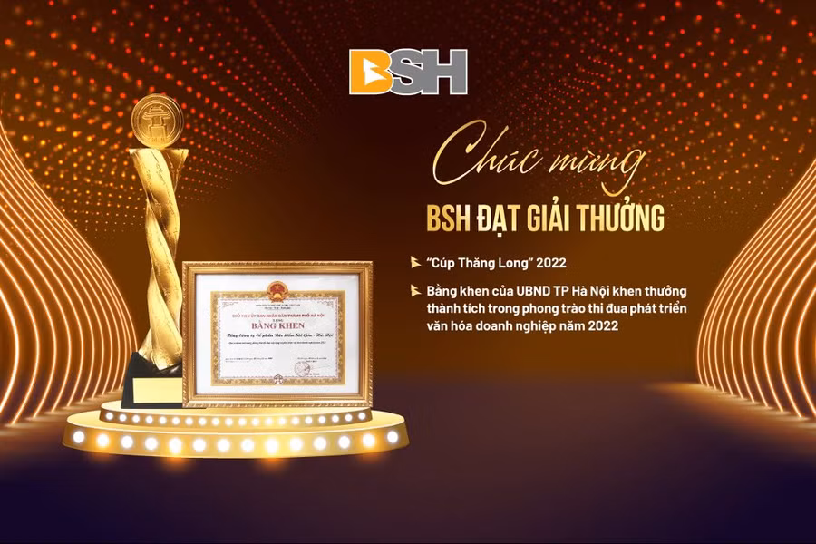 Đại diện BSH, Ông Nguyễn Văn Trưởng – Tổng Giám đốc và Ông Lê Hoài Nam – Phó Tổng Giám đốc đã lên nhận hai danh hiệu giải thưởng vô cùng danh giá này. Đại diện BSH, Ông Nguyễn Văn Trưởng – Tổng Giám đốc và Ông Lê Hoài Nam – Phó Tổng Giám đốc đã lên nhận hai danh hiệu giải thưởng vô cùng danh giá này.