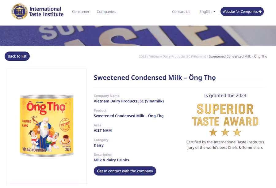 Sữa đặc Ông Thọ - sản phẩm sữa “quốc dân” với vị ngon cùng năm tháng - đã chinh phục hơn 200 giám khảo của giải thưởng để đạt đánh giá cao nhất “3 sao”. Sữa đặc Ông Thọ - sản phẩm sữa “quốc dân” với vị ngon cùng năm tháng - đã chinh phục hơn 200 giám khảo của giải thưởng để đạt đánh giá cao nhất “3 sao”.