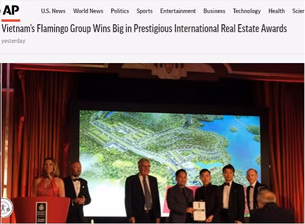 Báo chí quốc tế vinh danh Flamingo tại lễ trao giải International Property Awards tổ chức tại London, Anh Quốc tháng 6/2023.