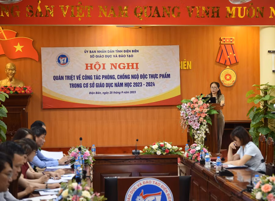 Báo cáo viên Chi cục An toàn vệ sinh thực phẩm triển khai các nội dung liên quan.