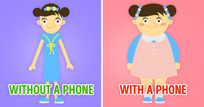 7. Béo phì: Dùng smartphone có thể gây ra béo phì do trẻ dành quá nhiều thời gian để chơi điện thoại, không tham gia các hoạt động thể chất. Với chiếc điện thoại, mọi vận động, kể cả ra ngoài đi dạo với bạn, cũng khiến trẻ khó chịu và không sẵn lòng thực hiện. Quá trình sử dụng điện thoại còn kích thích trẻ uống nước ngọt. Ảnh: Depositphotos. 9 tac hai khon luong khi phu huynh cho con choi smartphone hinh anh 7
