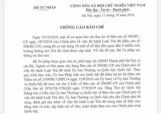 Một phần nội dung Thông cáo Bộ Tư pháp gửi báo chí. Một phần nội dung Thông cáo Bộ Tư pháp gửi báo chí.