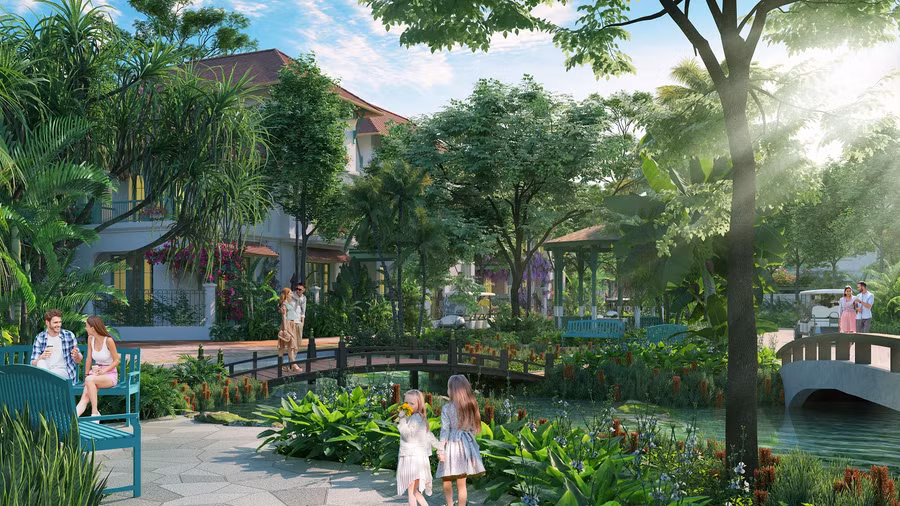 Công viên Forest Creek với điểm nhấn cây cầu bắc ngang suối (Ảnh phối cảnh minh họa)