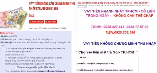 Những quảng cáo cho vay nóng với hình thức vay nóng kiểu trả góp xuất hiện nhan nhản trên các diễn đàn