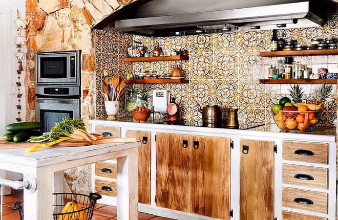 Những căn bếp đẹp hút hồn với kệ gỗ tự nhiên phong cách Rustic