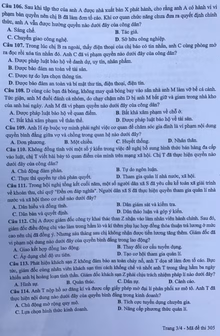 Đáp án các mã đề thi môn Giáo dục công dân kỳ thi THPT Quốc gia 2017 ảnh 3