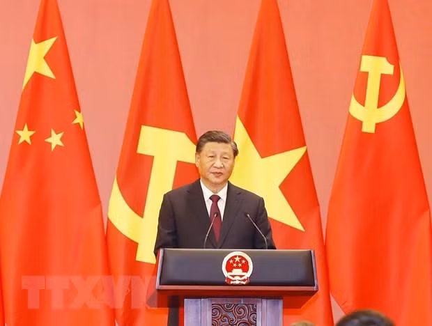 Tổng Bí thư, Chủ tịch Trung Quốc Tập Cận Bình phát biểu. (Ảnh: Trí Dũng/TTXVN)