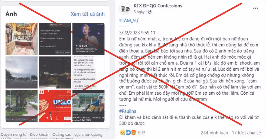 Thông tin sai sự thật được đăng tải lên mạng.
