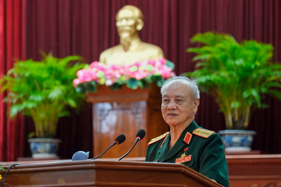 Đại tướng Phạm Văn Trà, nguyên Bộ trưởng Bộ Quốc phòng chia sẻ tại buổi lễ.