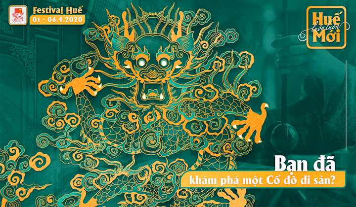 Hình ảnh rồng, biểu tượng cho cung đình Huế, đại diện cho các di sản văn hoá vật thể và phi vật thể tại Cố đô Huế.
