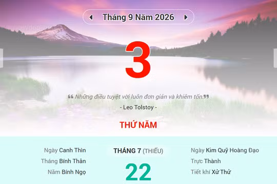 Lịch âm 3/9 - Xem lịch âm ngày 3/9