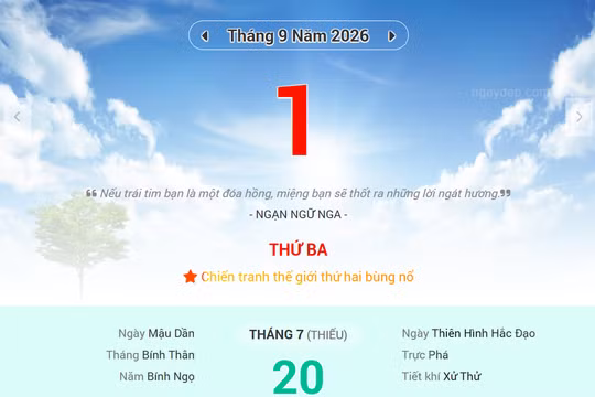 Lịch âm 1/9 - Xem lịch âm ngày 1/9
