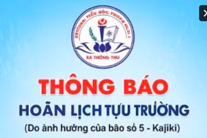 Thông báo hoãn lịch tựu trường của Trường Tiểu học Thông Thụ 1 (xã Thông Thụ, Nghệ An). Ảnh: NTCC