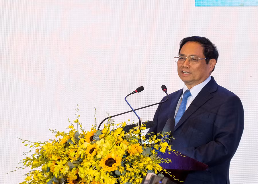 Thủ tướng Chính phủ Phạm Minh Chính phát biểu tại Diễn đàn đầu tư Đà Nẵng năm 2022. 