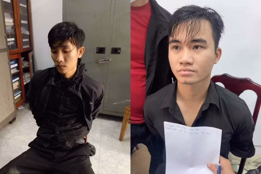 Hai nghi phạm tại cơ quan công an. (Ảnh: Công an Đà Nẵng) Hai nghi phạm tại cơ quan công an. (Ảnh: Công an Đà Nẵng)