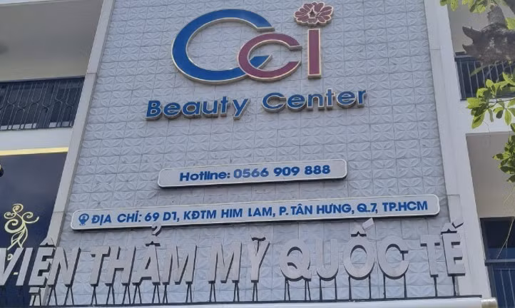 “Viện thẩm mỹ quốc tế CCI Beauty Center” tại địa chỉ 69 Hoàng Trọng Mậu (D1), quận 7. (Ảnh: Sở Y tế TPHCM)
