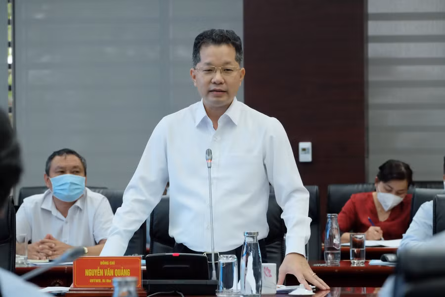 Ông Nguyễn Văn Quảng - Bí thư Thành ủy Đà Nẵng phát biểu tại buổi làm việc với đoàn công tác của Bộ GD&amp;ĐT.