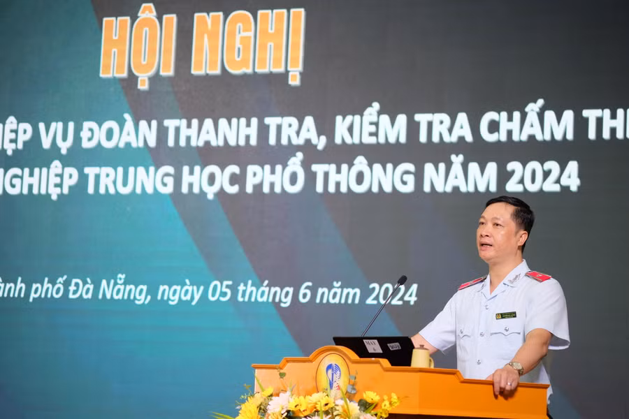 Ông Nguyễn Đức Cường - Chánh Thanh tra Bộ GD&amp;ĐT phát biểu tại Hội nghị.