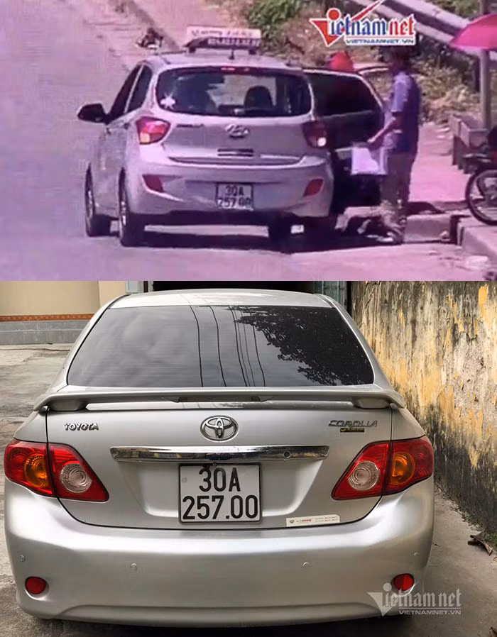 Chiếc taxi hiệu Hyundai i10 mang biển số đã bị chỉnh sửa và chiếc Toyota "xịn" BKS 30A-257.00 Che biển số ô tô, lộ rõ sự xấu xí của nhiều tài xế Việt