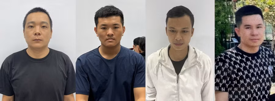 Từ trái qua phải gồm: Thành, Minh, Anh và Nhân. Ảnh: Công an Từ trái qua phải gồm: Thành, Minh, Anh và Nhân. Ảnh: Công an