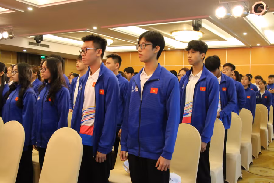 Các vận động viên Đoàn thể thao học sinh tham dự Đại hội. Các vận động viên Đoàn thể thao học sinh tham dự Đại hội.