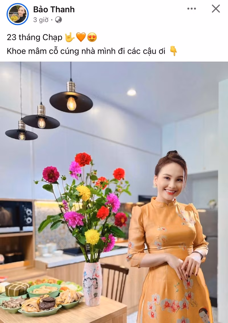 Nữ diễn viên Bảo Thanh chia sẻ: "23 tháng Chạp. Khoe mâm cỗ cúng nhà mình đi các cậu ơi". 459e3eb9-543c-450e-99f5-e6eb8bbdd482.jpg